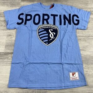 Mitchell & Ness Shirt Women's Medium Blue‎ Sporting Kansas City MLS Graphic Tee